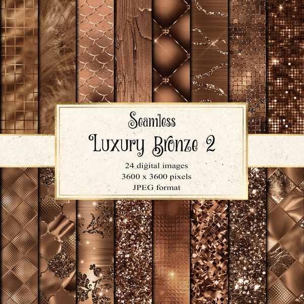 Papier numérique bronze de luxe 2, textures métalliques sans couture, paillettes de bronze, feuille d'or foncé, utilisation commerciale de téléchargement instantané de paillettes