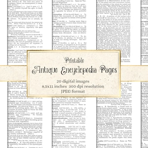 Antique Encyclopedia Pages digital backgrounds of vintage dictionary and encyclopedia pages for art prints commercial use image 1