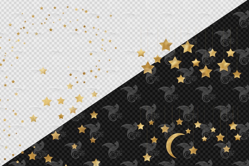 Gold Star Clipart, Glitter Clip Art, Gold foil stars, Celestial Clipart, starry night sky PNG Digital Instant Download Commercial Use image 4