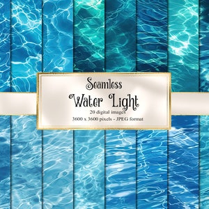 Water Light Digital Paper - digitale Textur Hintergründe mit Lichtreflexion in Pool und Meerwasser für kommerzielle Nutzung