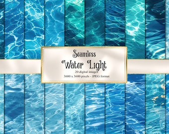 Water Light Digital Paper - digital texture backgrounds with light reflection in pool and ocean water for commercial use