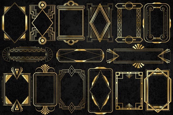 Gouden Art Deco Frames Clipart vintage retro frame PNG en vector