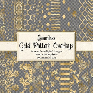 Gouden patroon overlays voor digitaal papier, scrapbooking, uitnodigingen, bladgoud versieringen, 12x12 inch bladgoud overlay clipart
