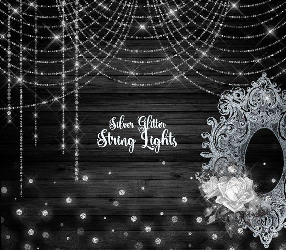 Silber Lichterkette Lichterkette Overlay - PNG Bokeh (Digitaler Download)