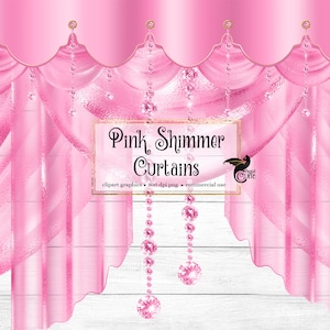 Imágenes Prediseñadas de cortinas de brillo rosa, gráficos de imágenes prediseñadas de telón de fondo de cortina digital, cortinas de escenario, cortinas de teatro, superposiciones de png de cortina