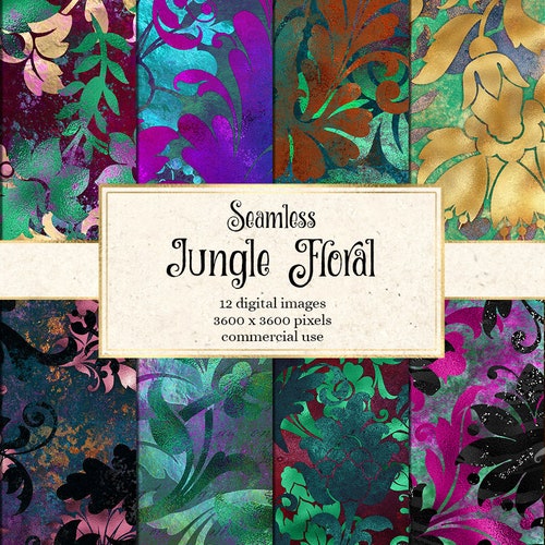 Jungle Floral Digital Paper Seamless Tropical Flower - Etsy