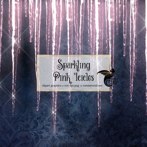 May include: Sparkling pink icicles clipart graphics. 300 dpi png. Commercial use.