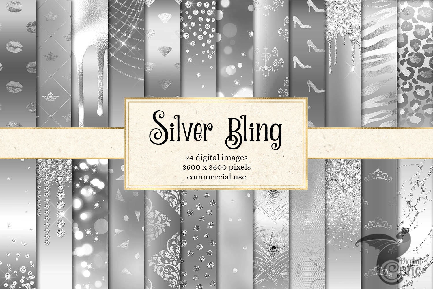 Silver Glitter Foil Digital Paper, Ombre Textures (digital Download) - Etsy