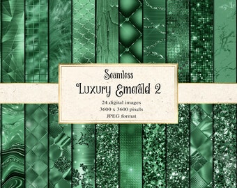 Luxury Emerald Digital Paper, seamless green textures with glitter and foil instant download for commercial use