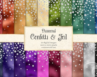 Diamond Confetti Foil - shimmer digital paper printable instant download for commercial use