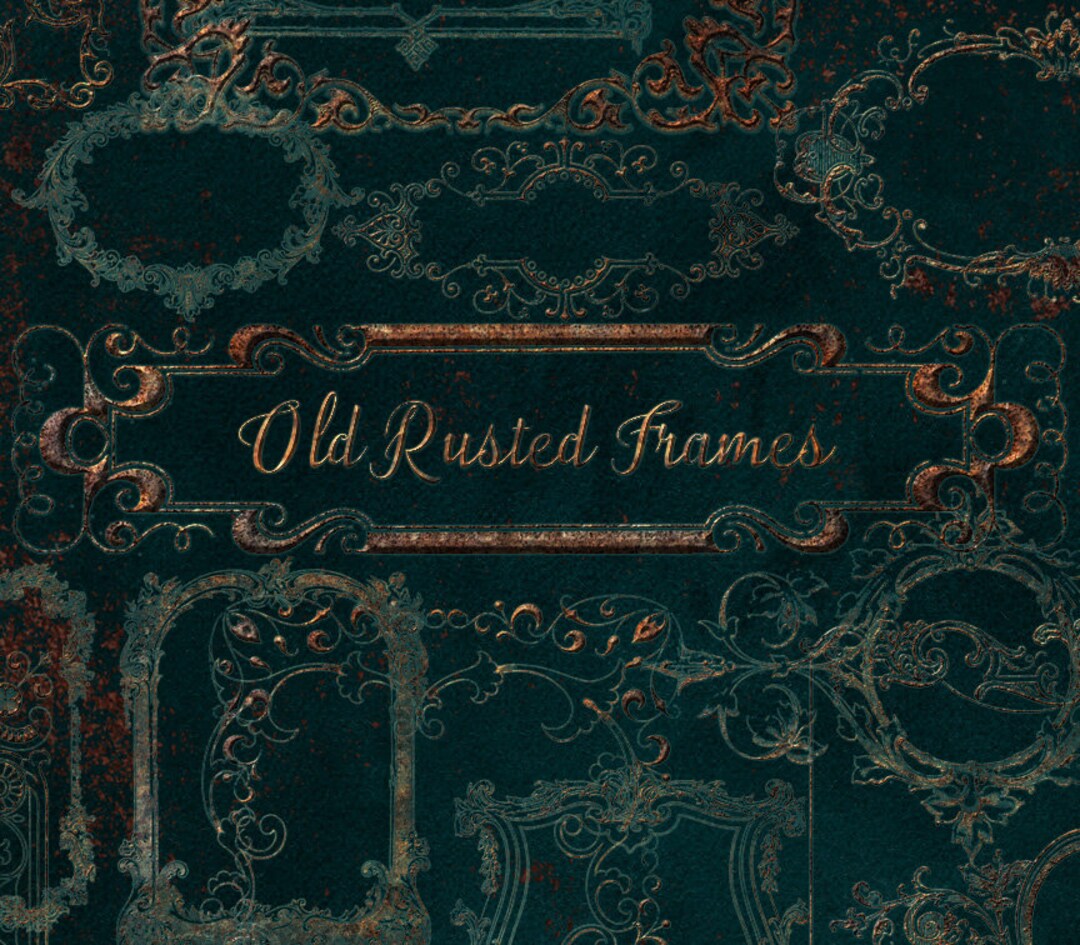Vintage Rusted Frames Clipart – Copper Ornament Graphics (PNG Instant ...