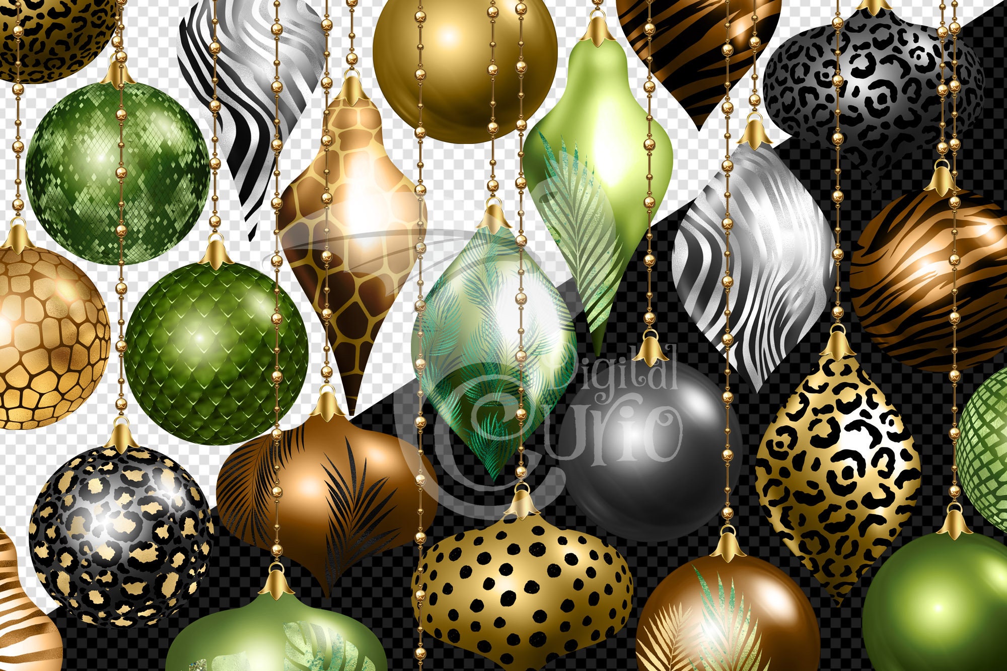 Safari Christmas Ornaments Clipart Digital Christmas Ball | Etsy