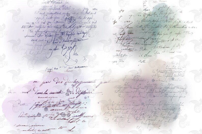 Ink Writing Clipart Overlays – Vintage Handwriting PNG (digital ...