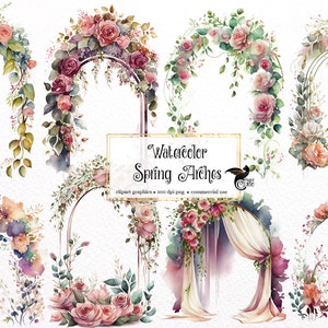 Aquarel Spring Arches Clipart - bloemen huwelijksboog PNG formaat direct downloaden voor commercieel gebruik