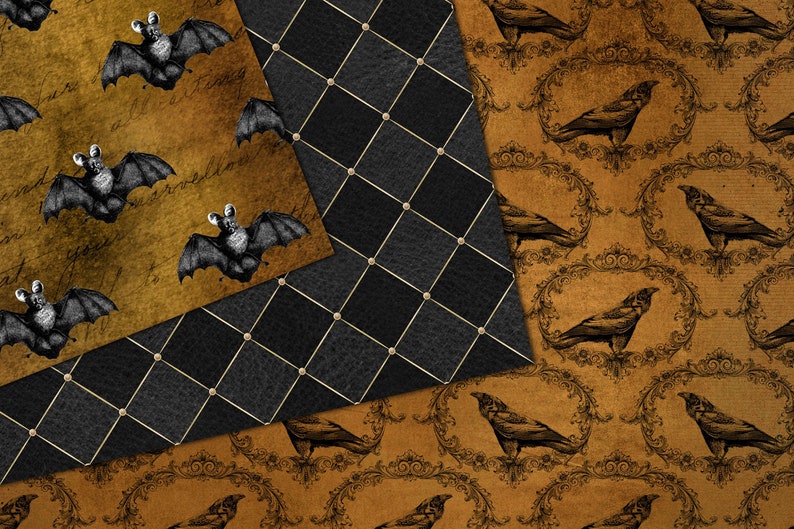 Vintage Halloween Digital Paper Textures, Seamless Patterns (digital ...