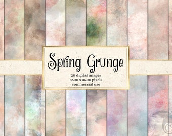 Spring Grunge Digital Paper, Rustic Texture Backgrounds (Digital Download)
