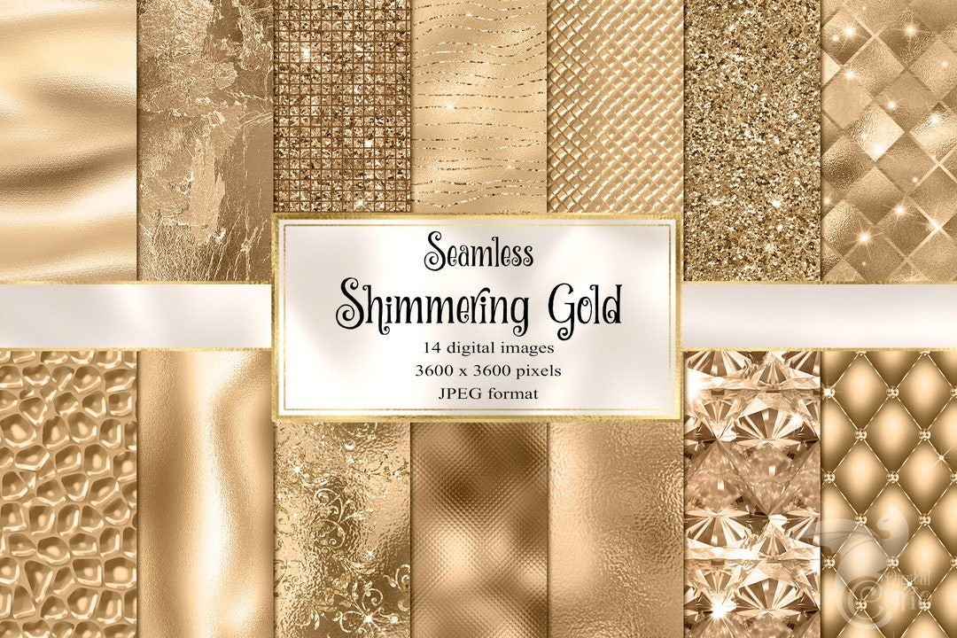Shimmering Gold Textures, Glitter Foil Digital Paper (digital Download ...