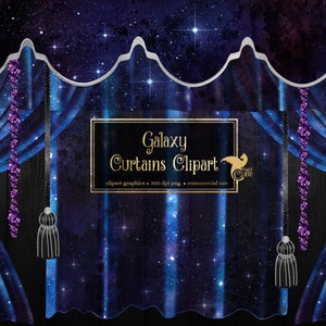 Imágenes Prediseñadas de cortinas de galaxia, gráficos de imágenes prediseñadas de telón de fondo de cortina digital, cortinas de escenario, cortinas de teatro, superposiciones de png de cortina