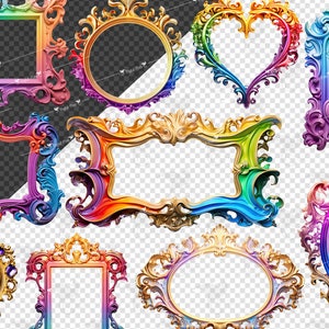 Rainbow Rococo Frames Clipart Antique Baroque Vintage Clip Art Graphics ...