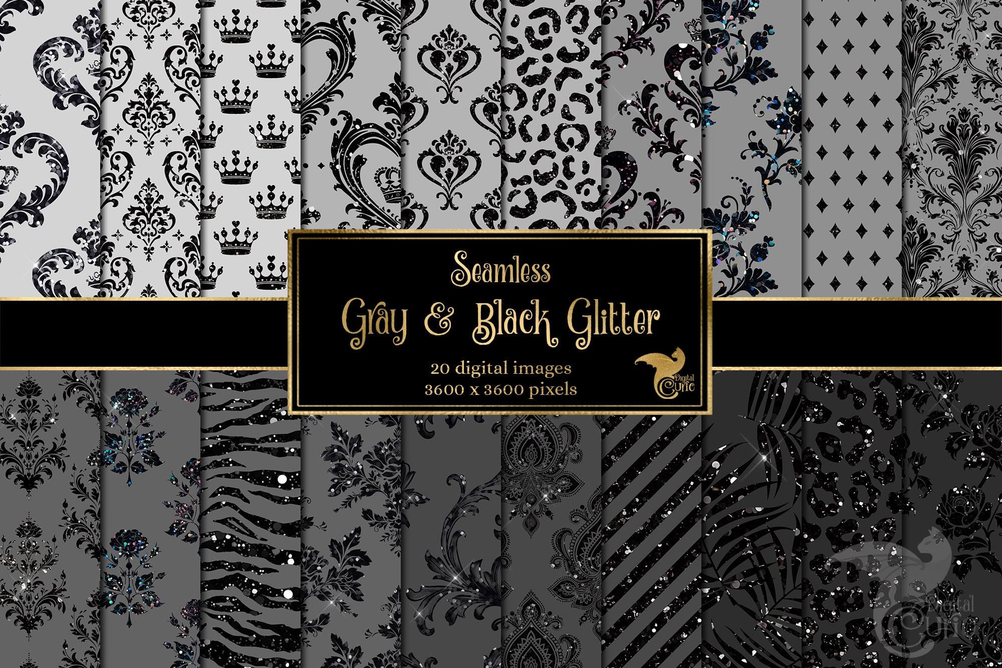 Grau und schwarzes Glitzer Digitales Papier, Seamless Damask (Digitaler  Download) - Etsy Schweiz, image size:2000x1333