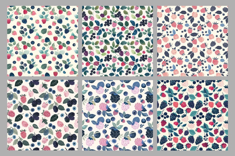 Berry Digital Paper – Pastel Seamless Fruit Patterns (digital Download ...