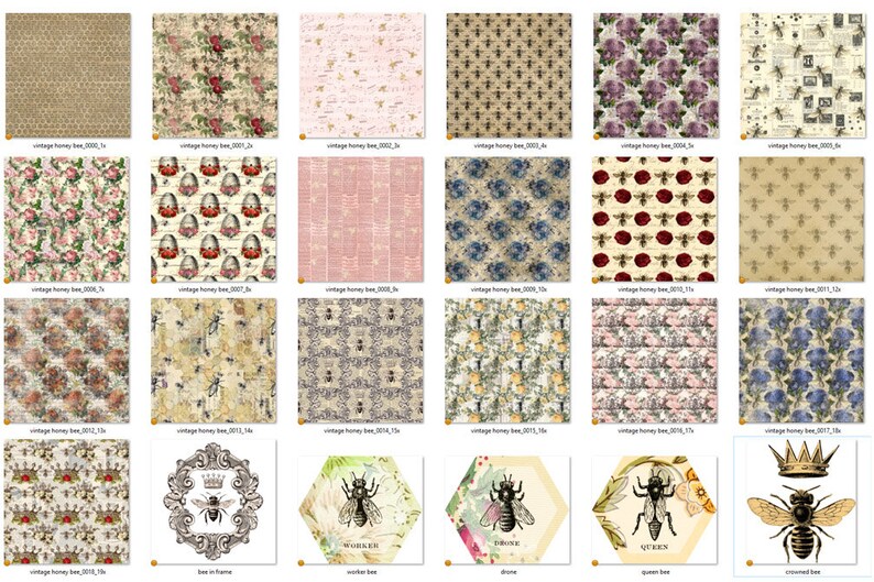Download Vintage Honey Bee Digital Paper seamless bee patterns ...