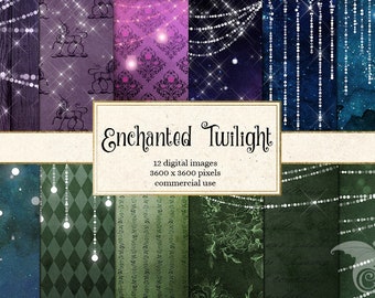 Lichterkette Digitales Papier, verzauberte Twilight Texturen (Digital Download)