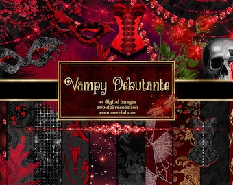 Vampire Clipart and Gothic Paper Set, Dark Magic Designs (Digital Download)