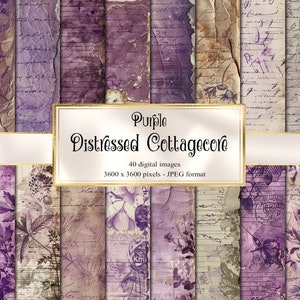 Lila Distressed Cottagecore Texturen, sofortiges download vintage Papier, shabby altes Papier Texturen, druckbare Decoupage Hintergründe
