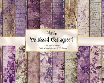 Purple Cottagecore Textures, Vintage Scrapbook Paper (Digital Download)