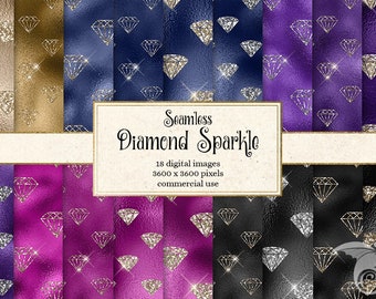 Diamond Sparkle Digital Paper, Glitter Foil Textures (Digital Download)