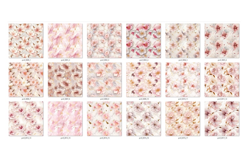 Pink Marble Floral Digital Paper – Seamless Japanese Patterns (digital ...