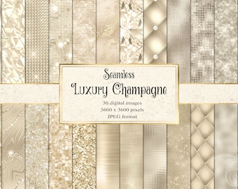 Champagne Gold Digital Paper, Glitter Textures (Seamless)