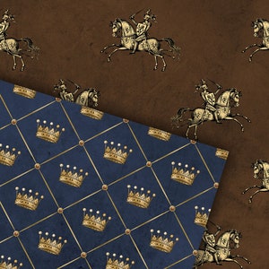 Golden Knights Digital Paper, Printable Paper Seamless Patterns Fantasy ...