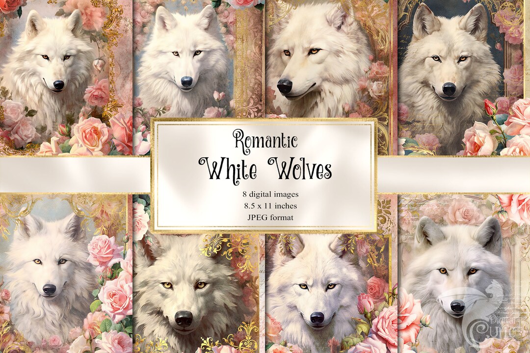 White Wolves Journal Paper, Romantic Rococo Printable (digital Download ...