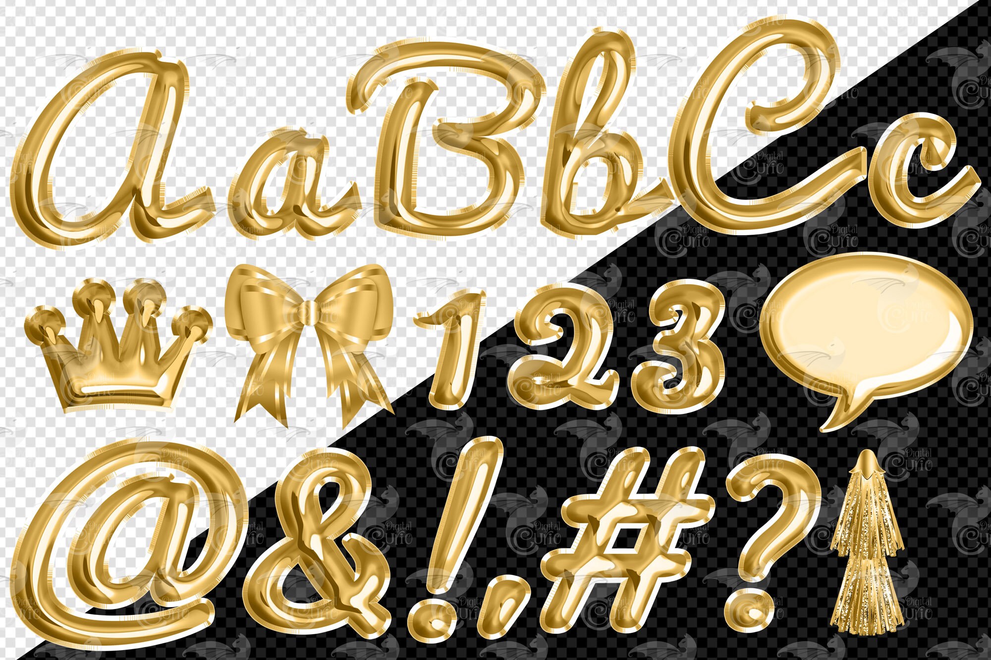 Gold Foil Balloon Alphabet Clip Art – PNG Graphics (digital Download ...