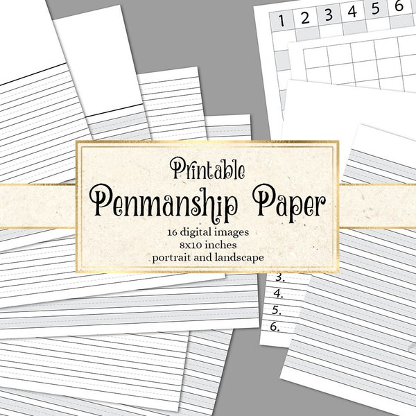 Printable Penmanship Paper in Digital Format - download and print at home school kindergarten and elementary school writing paper for kids