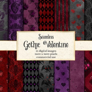 Gothic Valentine Digital Paper, Vampire Digital Paper Seamless