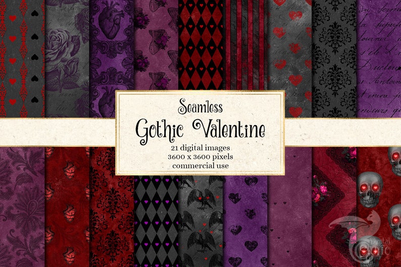Download Gothic Valentine Digital Paper Vampire Digital Paper ...