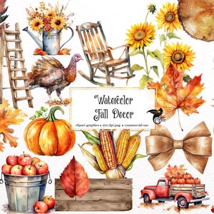 Aquarell Herbst Dekor Clipart - Herbst Aquarell im PNG-Format zum sofortigen Download für kommerzielle Nutzung