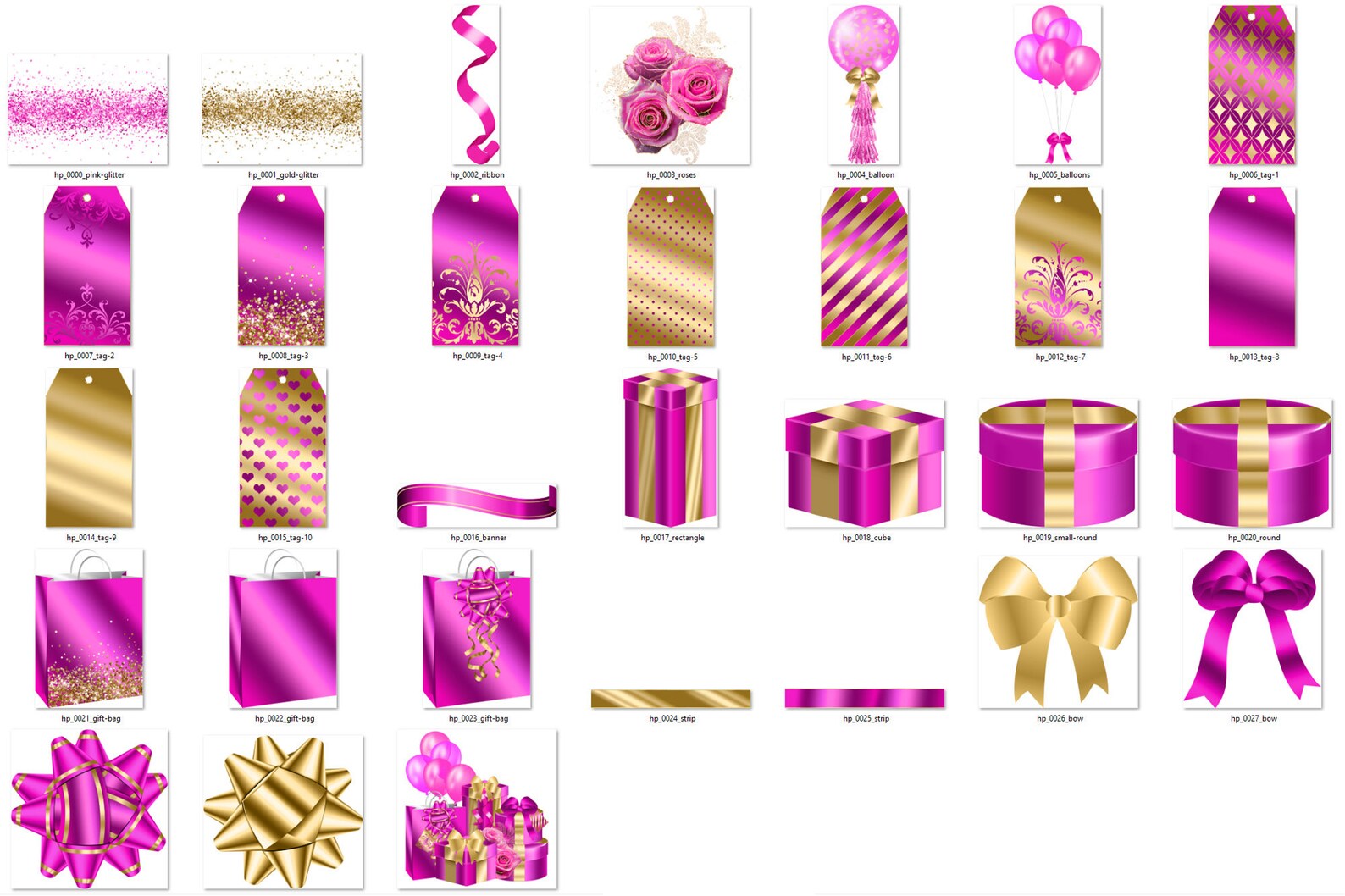 Hot Pink and Gold Gift Clipart Glam Birthday or Christmas - Etsy