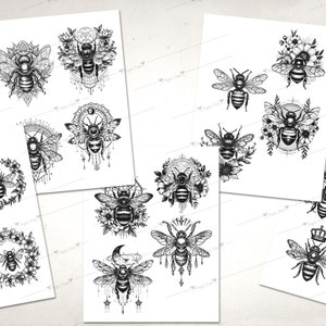 Honey Bee Line Art Clipart – Commercial Use Graphics (digital Download ...