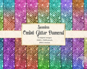 Ombre Glitter Diamond Digital Paper, Seamless Texture (Digital Download)