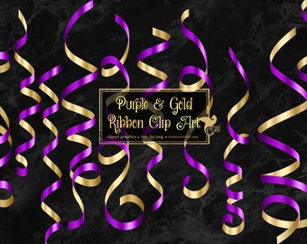 May include: Purple and gold ribbon clip art. Clipart graphics, 300 dpi png, commercial use.