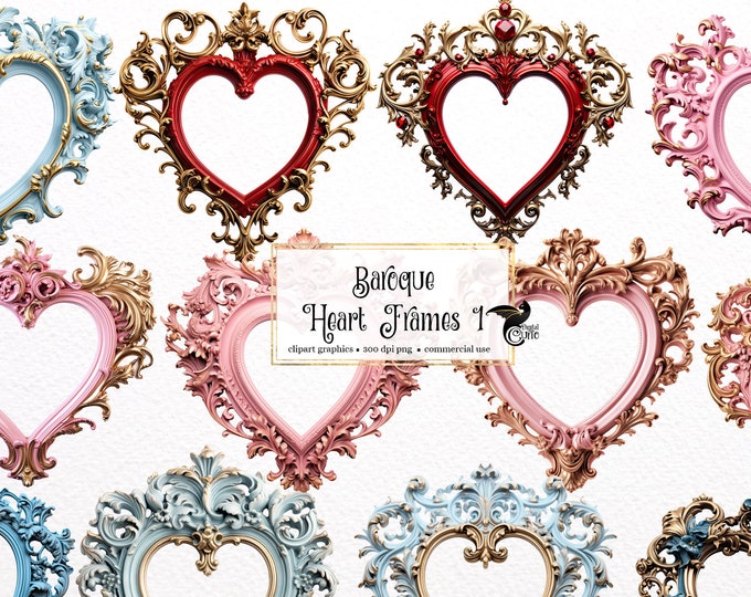 Pink and Gold Frames Clipart - Rococo and Baroque Vintage Clip Art for ...