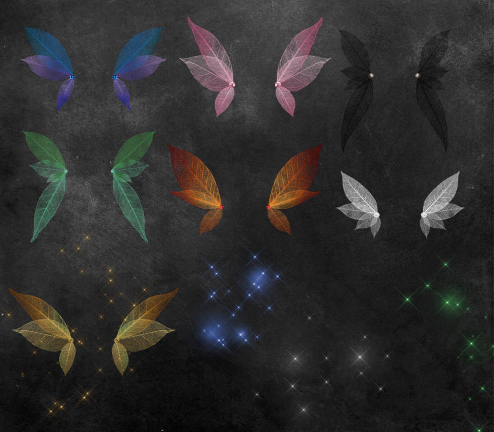 Leaf Wings Clipart Fairy wings clip art digital Etsy