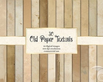 30 Old Paper Textures, digital paper pack with vintage paper backgrounds instant download for commercial use