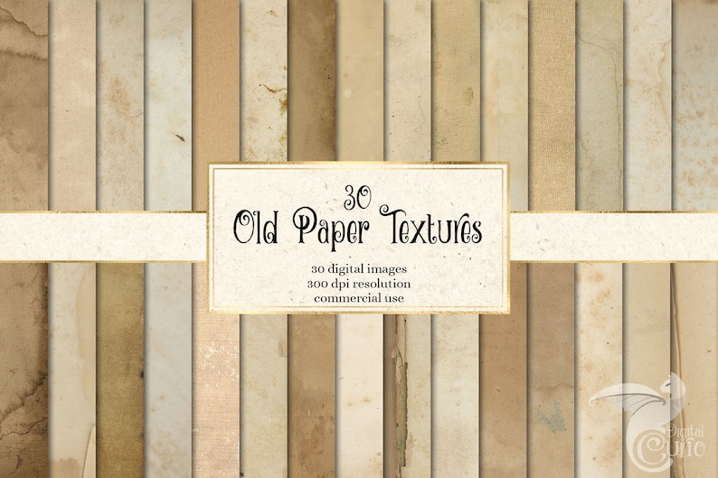 May include: 30 Old Paper Textures, a digital download of 30 high-resolution images of vintage paper textures for commercial use.