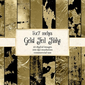 5x7 Gold Foil Flake digitales Papier - druckbare Folien Hintergründe und Texturen zum sofortigen Download kommerzielle Nutzung