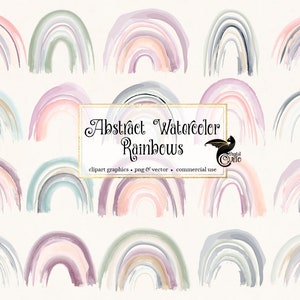 Abstract Watercolor Rainbows Clipart - imágenes prediseñadas de acuarela linda en png y descarga instantánea en formato vectorial para uso comercial